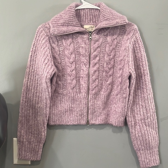 NWT Two Way Zip-Up Purple Knitted Cardigan - Picture 3 of 8